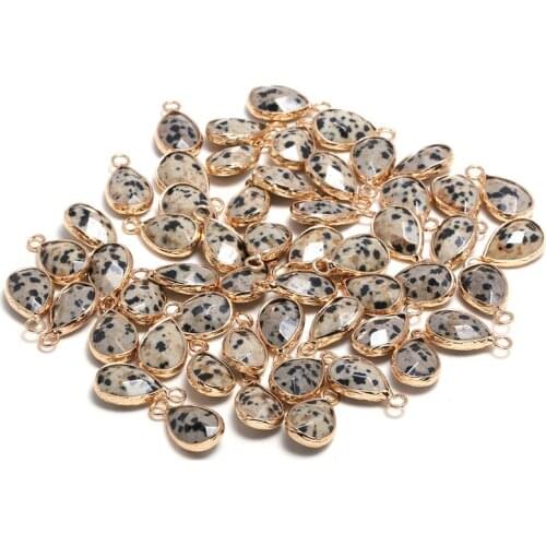 New Natural Stone Pendant Drop Type Damation Jaspers Faceted Pendant Necklace For DIY Jewelry Best Birthday Gift Size 10x14mm