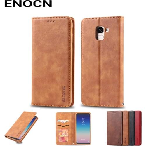 Magnetic FlipCase For Samsung GalaxyJ6 2018 Case Samsung J6 Plus Cover Leather Wallet Card Slots Luxury Retro Folding Phone Case