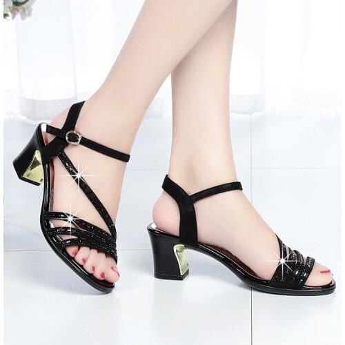 Fashion Crystal WomenS Open Toe High Heel Sandals Summer 2021 Sandals Female Wedge Heel Woman Sandals Size 35 36 37 38 39 40