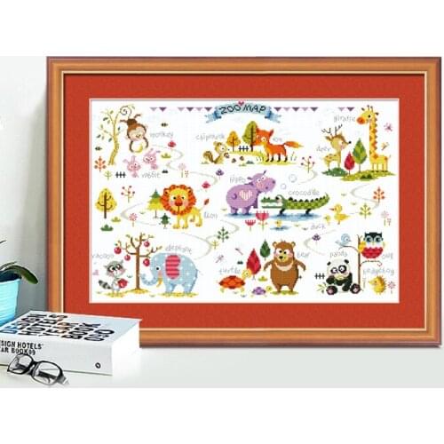11/14/16/18/22/25/28CT choose color Lovely Counted Cross Stitch Kit Zoo Map Animal Wild World SO