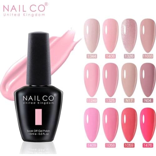 NAILCO New 15ML Pink Nude Color Series Gel Nail Polish Nails Art Semi-permanent UV Hybrid Varnish Nail Supplies for Nail Polish