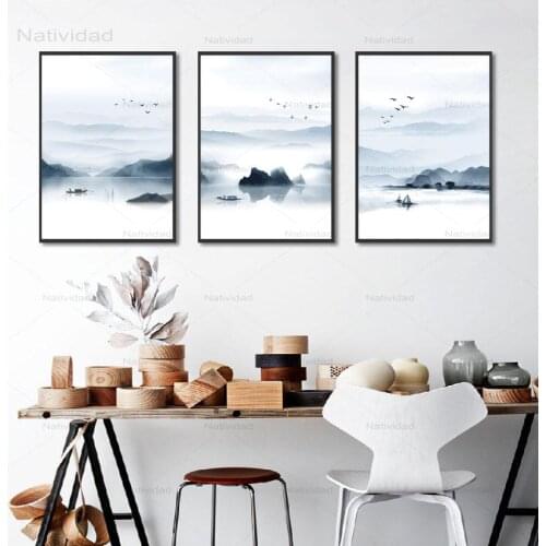 Nordic Mountain and Lake Landscape Posters and Prints Wall Pictures for Living Room Home Decoration Canvas Painting No Frame