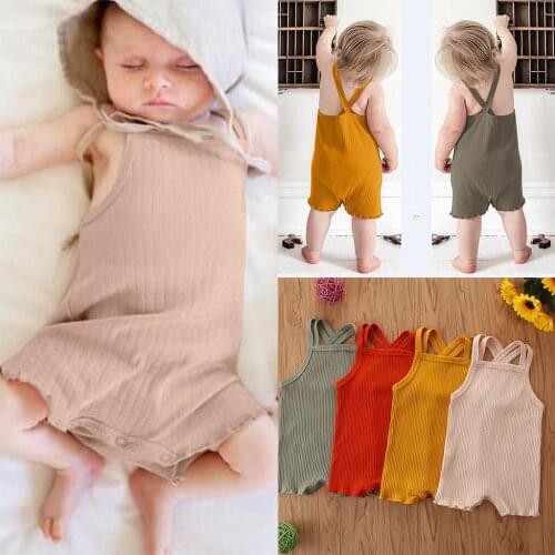 Baby Girl Clothes Bodysuit Newborn Infant Baby Girls Stripe Solid Strap Romper Jumpsuit Summer Outfits Bodysuit For Newborns