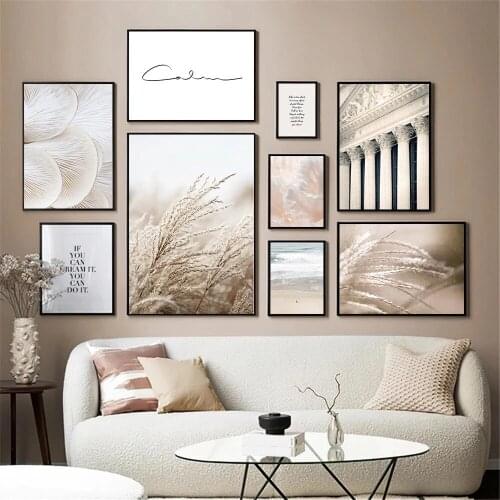 Landscape Reeds Mushroom Birds Calm Beach Wall Art Print Nordic Quotes Poster Islamic Architecture Canvas Painting Home Decor