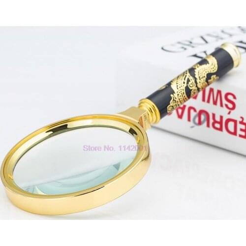 50pcs 7X Portable Handheld HD Reading Magnifier Glass Eye Loupe Dragon Pattern Handle Reading Books Newspapers Insect