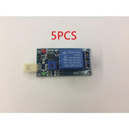 5PCS HR202 DC 5V 1 Channal 5V Humidity Sensitive Switch Relay Module Humidity Controller Humidity Sensor Module With Indicator