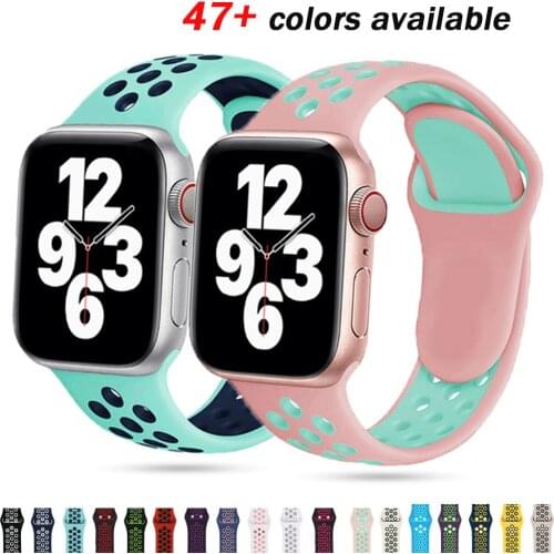 Silicone Strap For Apple Watch band 44mm 40mm 38mm 42mm Breathable wrist belt Sports bracelet iWatch serie 6 SE 5 4 3 40 42 44 m