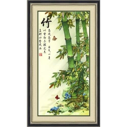 Needlework,DIY Ribbon Cross stitch Set for Embroidery kit chinese bamboo pattern cross stitch handwork home wall decor