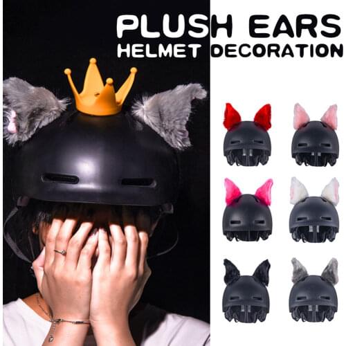 2Pcs Motorcycle Helmet Crown Corner Horn Decoration Accessories Resilient Silicone Suction Cup Soft Horn Plush Ear Headwear