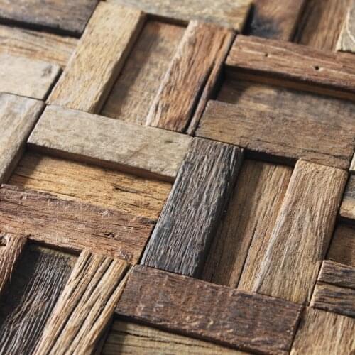 EHW1015 strip rustic log old wood mosaic tile kitchen backsplash tile ancient wood mosaic rustic old ship wood panels