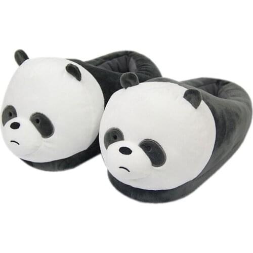 Black White Panda Shoes Women Indoor Fluffy Floor Slippers for Girls Warm Winter Fur Slides Ladies Casual Slip on House Slipper