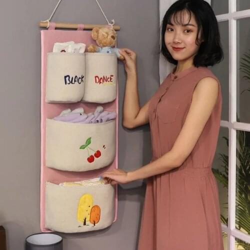 Large-capacity fabric storage bag, hanging bag, bedside storage bag behind the door, wall-mounted debris bag, multi-layer storag