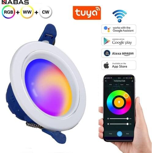 NABAS Tuya WiFi Smart LED Downlight Dimming Spot Light 6W RGB 3000K-6500K Warm Cool Light Work With Alexa Google Home