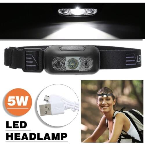 USB Rechargeable LED Headlamp High Bright Waterproof Fishing Headlight Camping Head Lamp Fishing Torch For Outdoor Lighting