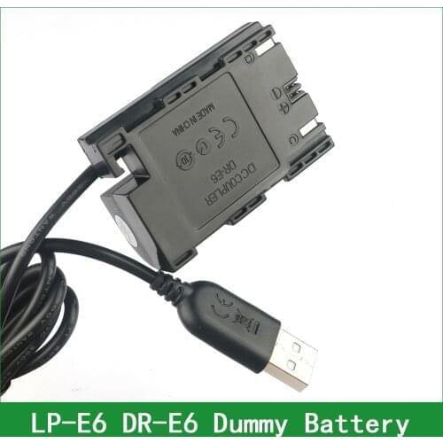 5V USB LP-E6 DR-E6 ACK-E6 Dummy Battery Adapter Plug DC Power Bank For Canon EOS 5D Mark II III IV / 6D Mark II / 7D Mark II