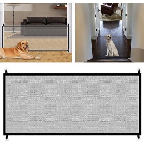Dog Gate Pet Safety Guard Mesh Dog Gate For Indoor Outdoor Folding Safety Fence For Doorway and Stair Enclosure Pet Supplies