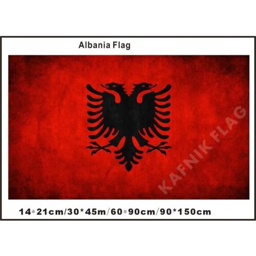 KAFNIK,Custom Albania do the old flag National Flag 14*21cm/30*45cm/60*90cm(2*3ft)/90*150cm(3*5ft) for home Decorative