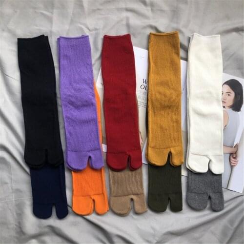 Japanese Style Knitting Strip Tabi Toe Socks Women Split 2 Toe Tabi Foot Finger Cotton Socks Breathable 2021 New chaussette