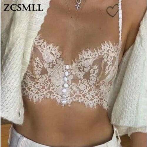 ZCSMLL Sexy Lace Bra Underwear 2021 Autumn European and American Street Style Silk Eyelashes Wrapped Chest Strap Top Women