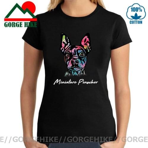 GorgeHike Vintage Retro Miniature Pinscher T shirt women Cute Moins Cher Breed Dog Fashion T-shirt Womens Summer Cotton T-Shirt