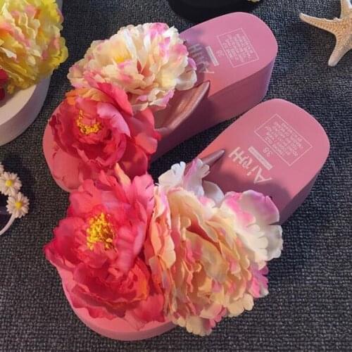 HAHAFLOWER Women Bohemia Wedge Slippers Home Bathroom Beach Flip Flops Shoes Slippers Shoes sandalias
