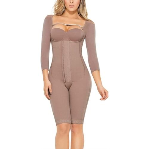 WomenS Bodyshaper Long Sleeve Hip Lifting Hook Eye Abdomen Adjustable Spaghetti Strap Lace Body Shaper