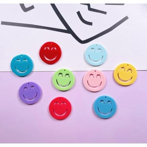10pieces 25mm diy acrylic multi Smile face beads. smiley key chain pendant for woman jewelry making accessores