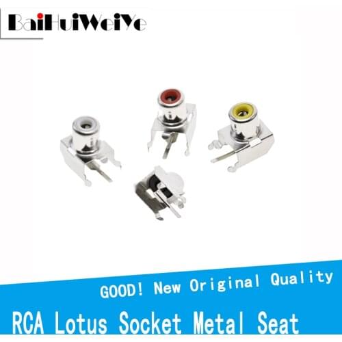 10Pcs/Lot RCA Lotus Socket Metal Seat AV-103B Red White Yellow Single Hole Lotus Connector 2PIN AV-8.4-3 RCA