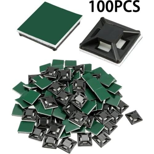 100PCS Cable Tie Bases Mount Wire Removable Self Adhesive Wall Holder Car Fixing Seat Clamps Suction Positioning Sucker