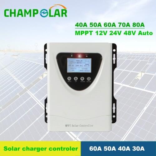 EM 12V/24V/36V/48V Auto MPPT Solar Controller Regulator 40A 50A 60A Battery Charger Panel Connection Without Wifi