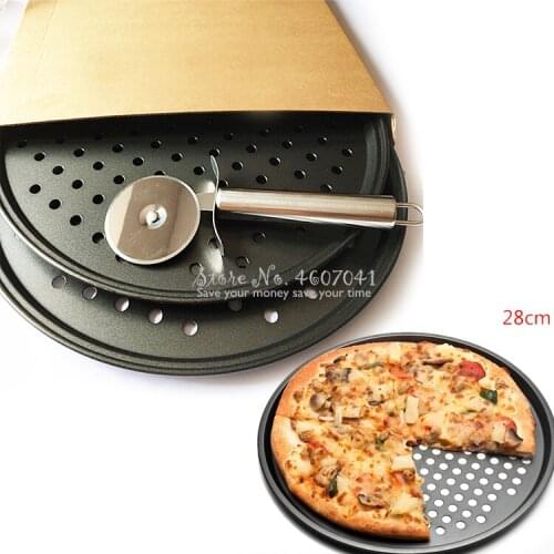 2pcs Carbon Steel Nonstick Pizza Baking Pan Tray & Cutter32cm Pizza Plate Dishes Holder Bakeware Home Kitchen Baking Tools Set