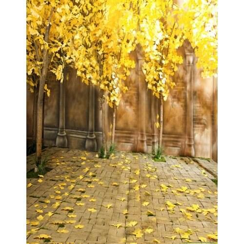 5x7ft Fall Yellow Leaves Tree Photography Backdrops Photo Props Studio Background