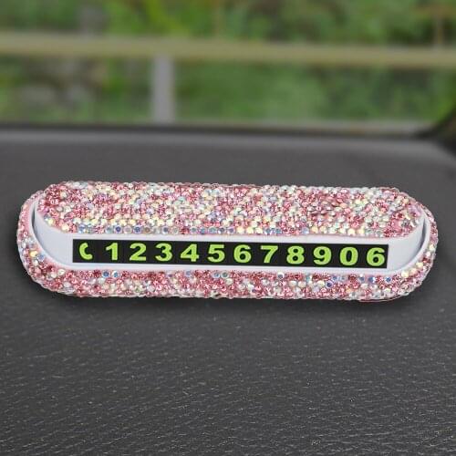 Diamond Crystal Car Temporary Parking Card Auto Parking Card Phone Number Plate Magnetic Adsorption Car Sticker