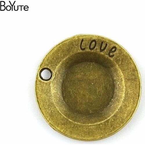 BoYuTe (20 Pieces/Lot) 35MM Vintage Style Antique Bronze Plated Metal Disk Pendant Love Charms for Jewelry Making Findings