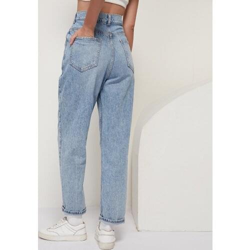 Fashion Womens Harem Pants High Waist Slimming Solid Color Pants All Matching Ladies Clothing Trouser Denim Female Trousers