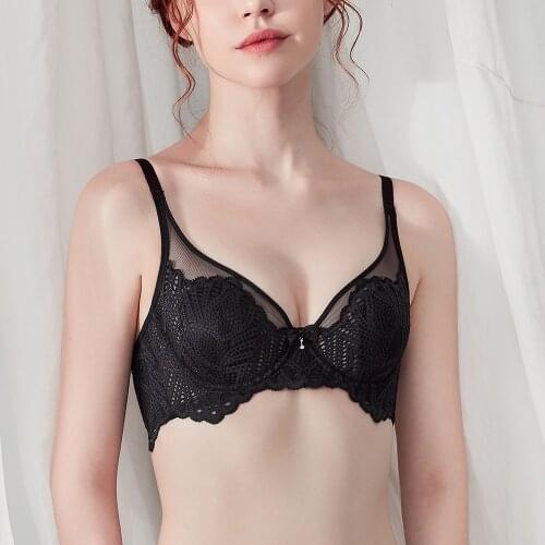 Sexy Lace Women Bra Embroidery Thread Lingerie Thin Soft Underwire Breathable And Stretch Lace Underwear Unlined Brassiere Tops