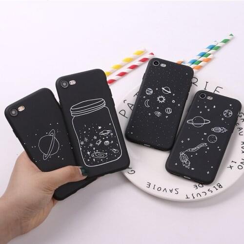 For iphone 11 Case Cover Funda iphone 7 8 6s plus Pro x s max xr Phone Cases Abstract Star Moon Couple Soft TPU Black Back Couqe