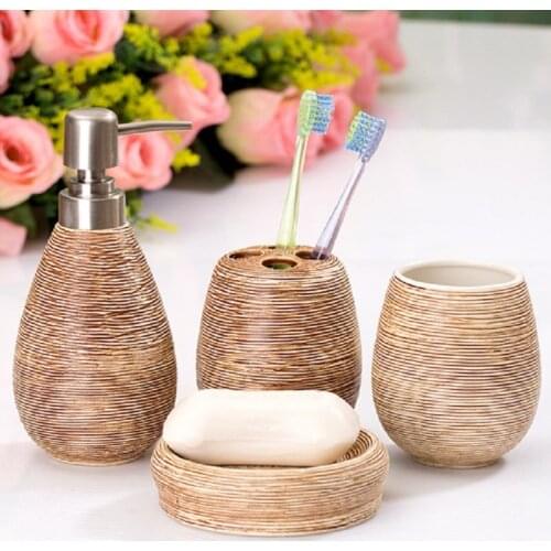 Four sets of ceramic suit bathroom supplies cleaning supplies bathroom soap dispenser bathroom accessories home bathroom suite