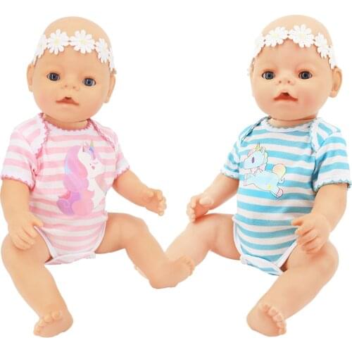 43cm Baby-born Doll Clothes and Accessories Include Unicorm Pajamas Diapers Bibs Fit American 16 to 18 Inch Dolls Birthday Gift