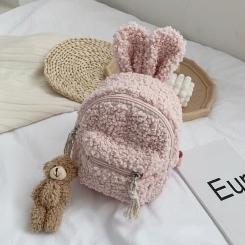 Kids backpack 2020 Korean childrens Plush bag shoulder bag simple plush rabbit shoulder bag tide child girl purse student bag