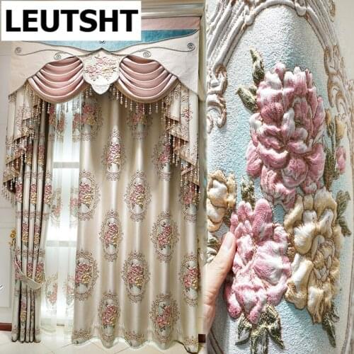 European Luxury 4D high-precision three-dimensional Embroidered Curtains for the Living Room Window Curtain Bedroom Drapes