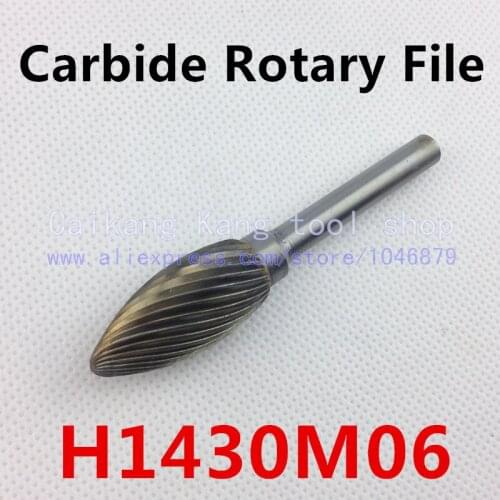 Head 14mm,Torch-shaped,carbide rotary burrs, rotary burrs, deburring with rasp, carbide burrs, carbide grinding. H1430M06