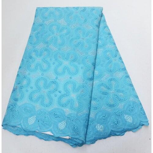 Hot sale African cotton dry lace fabric high quality with stones Swiss voile laces in Switzerland Nigerian lace fabric for dress