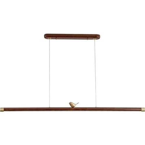 Walnut dining room chandelier study simple new Chinese bar counter personality creative Zen coffee table lamp copper lamp