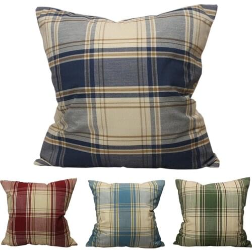 CURCYA Nordic Mediterranean Classic Check Cushion Covers Plaid Decorative Throw Pillow Covers Spring Summer Pillow Cases