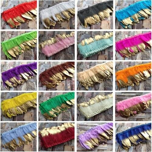 23 Color 10Yards Beautiful Dyed Goose Feather Ribbons 15-20cm/6-8 inch Fringes Goose Feather Cloth Belt DIY Clothing Decorative