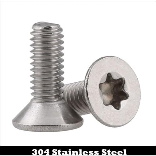 M2.5 M2.5*6/8/10/12 M2.5x6/8/10/12 304 Stainless Steel DIN7991 Torx Six Lobe Countersunk Flat CSK Head Machine Security Screw