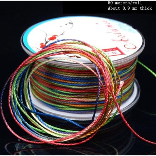 About 0.9mm thick Gradation dyeing strand Multicoloured line Cotton nylon line DIY Knit bracelet thread inelasticity cord