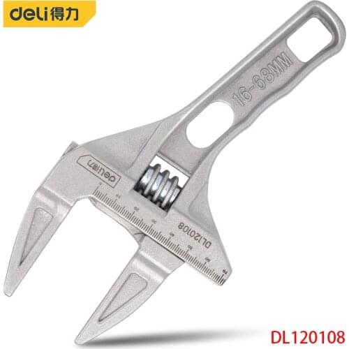 Deli DL120108 Multi-Function Short Handle Universal Wrench Large Opening Bathroom Wrench Adjustable Aluminum Alloy Repair Tool