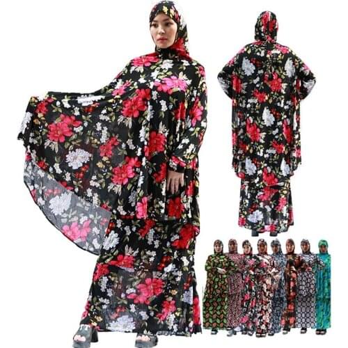 Muslim dress printing two-piece multi-color robes arabic long casual womens islamic clothing muslim women abaya dress kaftan